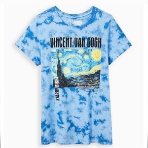 Torrid Vincent Van Gogh Sky Blue Yellow White Starry Night T Shirt 4X 26/28